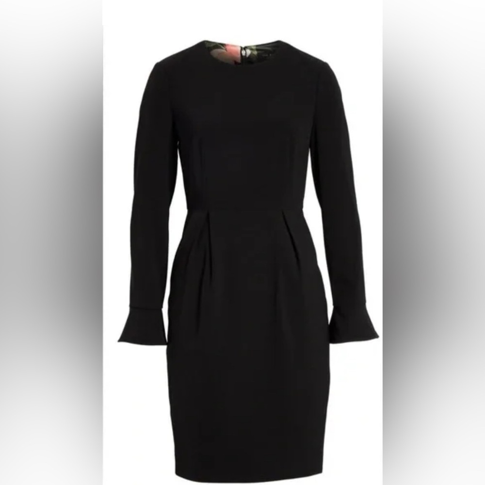 NWT Ted Baker Yulin Flare Cuff Pencil Dress in Black Size 4